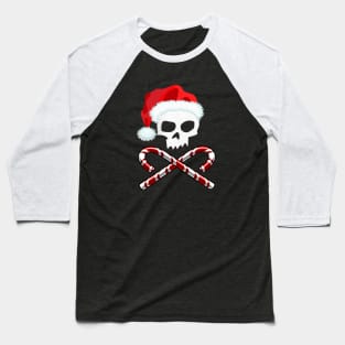 Santa Skull & Candy Canes Baseball T-Shirt